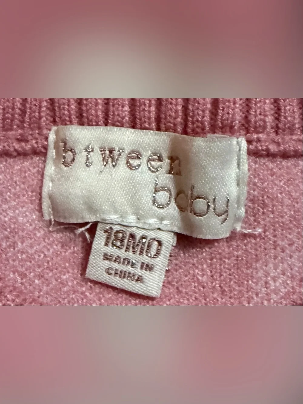 Btween Baby - Pink Bow-Print Knit Cardigan and Pants Set - Size 18 Months